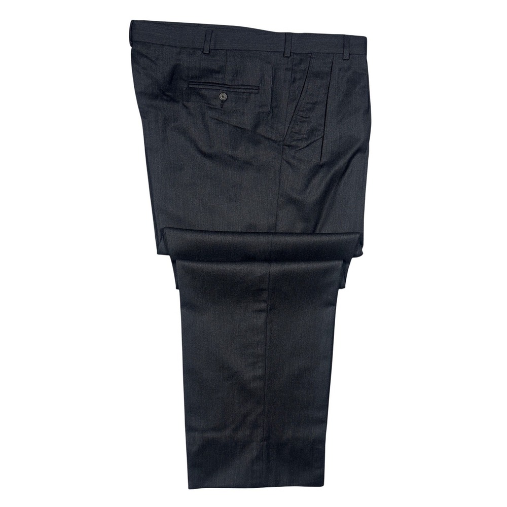 Lands' End Dress Pants Men 44 Long Charcoal Grey Excellent 100% Wool Pleated